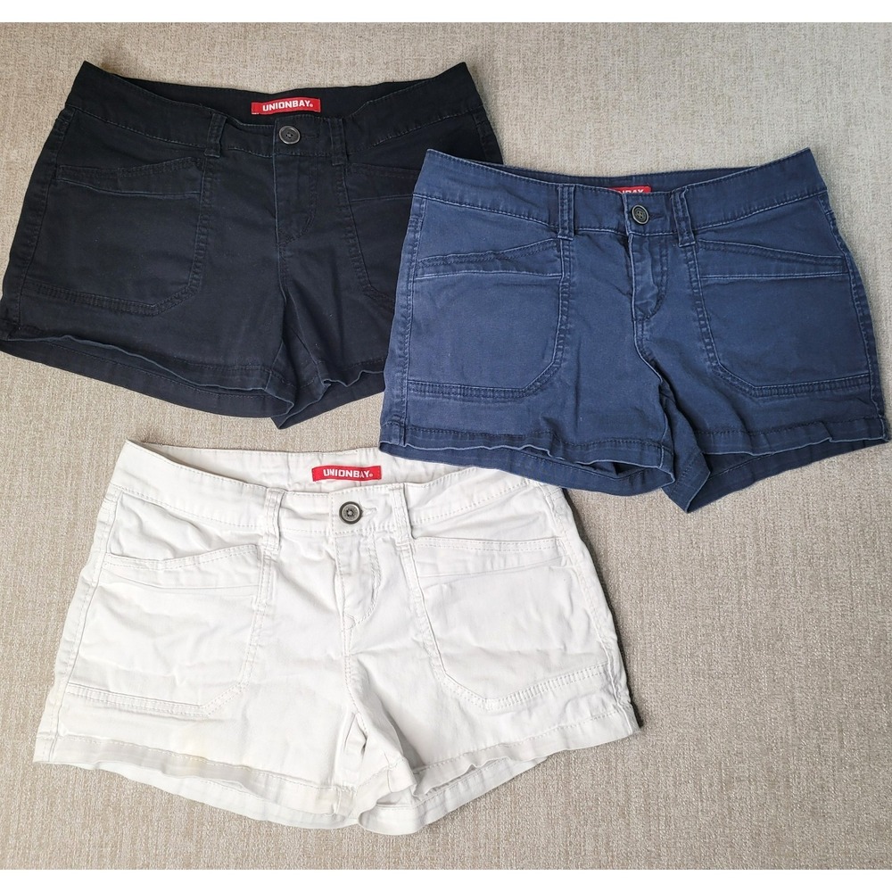 UNIONBAY Women's Jean Shorts - Black, Navy, White - 3-Pack
